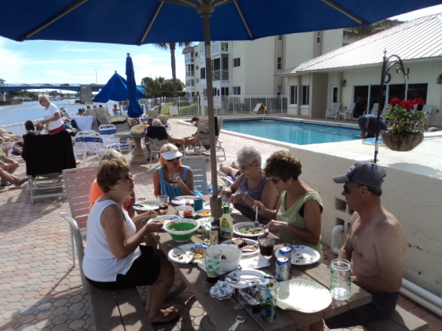 at the pool for lunch from the grill